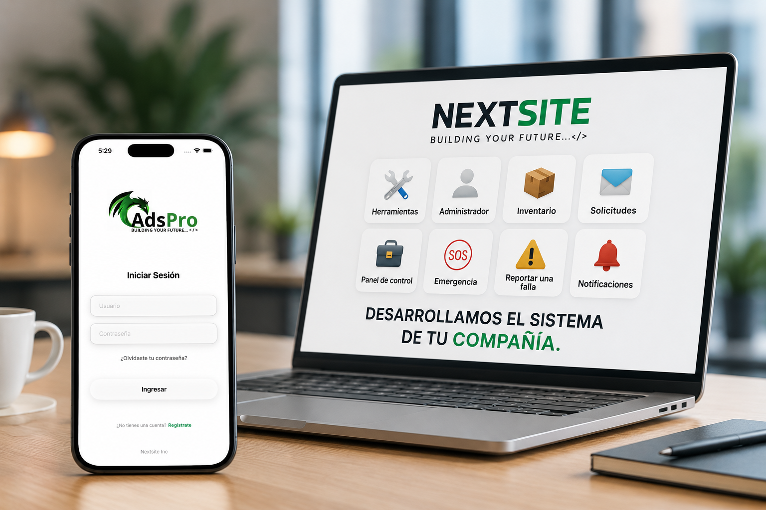 NextSite Dashboard Mockup